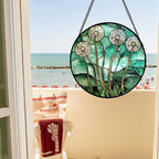 Stained Glass Window Hanging, Green Abstract Lotus Leaves Tree Sun Catcher for Window Door Home Decor Plant Suncatcher Christmas Mother's Day Birthday Gifts for Women Men Mom Nana 7.8 in