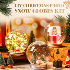 Jerify 16 Sets 3.58 Inch Christmas Plastic Clear Snow Globes Kit Water Globe with Screw Off Cap Artificial Christmas Trees Small Snowman Snowflakes for DIY Snow Globes Home Decoration Crafts (Cute)