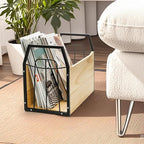 Wood Magazine Holder, Rustic Magazine Storage Rack Floor, Decorative File Book Organizer Basket for Desktop, Newspaper, Mails, Files (Recommend Drill Installation)
