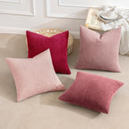 MIULEE Boho Farmhouse Throw Pillow Covers 20x20 Inch Set of 4 Romantic Decorative Cushion Covers Spring Corduroy Home Decor for Feminine Valentines Couch Bed Sofa Living Room Aesthetic Pink
