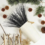 SLK 16-Pack Artificial Glitter Berry Stem Ornaments, Christmas and Halloween Decorative Glittery Twigs, Picks, Branches for Tree, Wreath, Small Vase, Halloween Party (Black)