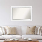 Amanti Art White Wall Mirror 29x41 Corvino White Rectangle Bathroom Mirror for Wall Decor Living Room, Large Modern Wood Frame, Hangs Horizonally and Vertically, Bathroom Decor, Beveled Edge