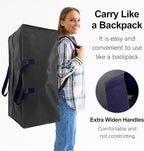 12 Pack Heavy Duty Extra Large Moving Bags W/Backpack Straps - Strong Handles & Zippers, Storage Totes For Space Saving, Fold Flat, Alternative to Moving Box and Storage Bin, Black