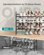 SONGMICS Expandable Shoe Rack, 3 Tier Shoe Rack Shelf, Adjustable Shoe Organizer Storage for 20 Pairs of Shoes, Metal Free Standing Shoe Racks for Closet, Front Door Entryway, Easy Assembly, Ink Black