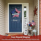4th of July Wreath Patriotic Decorations for Front Door - 19 inch Memorial Day 250th Anniversary USA Fourth of July Burlap Star Wreath, Red White and Blue Hanging for Independence Day 2026 Decor