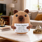 Emotional Support Capybara Positive Crochet Plush with Positive Messages for Adult Women Cute Pickle Office Decor Birthday Gifts for Best Friends (Capybara)