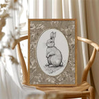 Framed Vintage Rabbit Wall Art, Cute Easter Bunny Pictures Wall Decor, Rustic Farmhouse Animal Paintings Canvas Prints Cottagecore Home Decor for Nursery Living Room Bedroom 16x24 inch