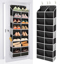 ULG Over The Door Shoe Organizer with 16 Large Pockets, Hanging Shoe Rack for Closet Door, Space Saving Shoe Storage for Boots, Heels & Sneakers, Black