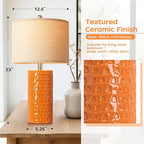 PARTPHONER 23" Modern Ceramic Table Lamp Set of 2, Table Lamps for Living Room, Rustic Farmhouse Bedside Lamps Nightstand lamp for Bedroom, Desk Lamp for End Table Home Decor Orange