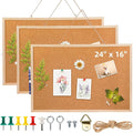 Lyellfe 3 Pack Cork Boards for Walls, 24''L x 16''W Large Bulletins Board with Frame, Push Pins, Thick Notice Board for Office School Home Decor, Two-Side Cork