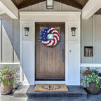 Idyllic 20 Inch Patriotic Wreath for Front Door, 4th of July Wreath with Red White Blue Silk Roses & Metal Stars, Memorial Day Day Decorations for Home Wall Porch Window
