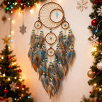 Urdeoms Large Dream Catchers for Girls Room Decor Boho Moon Dream Catcher Wall Decor Turquoise Hanging Ornament for Living Room Dorm Decor Hippie Gifts (NO.34)
