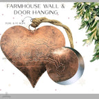 Rustic Heart Hanging Bell Vintage Metal Ornament. Farmhouse Wall & Door Hanging Decoration for Christmas, Weddings & Home Décor