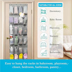 Over The Door Shoe Organizers with 24 Mesh Pockets Shoe Organizer Storage Hanging Shoe Organizer Shoe Holder for Rack (Grey)