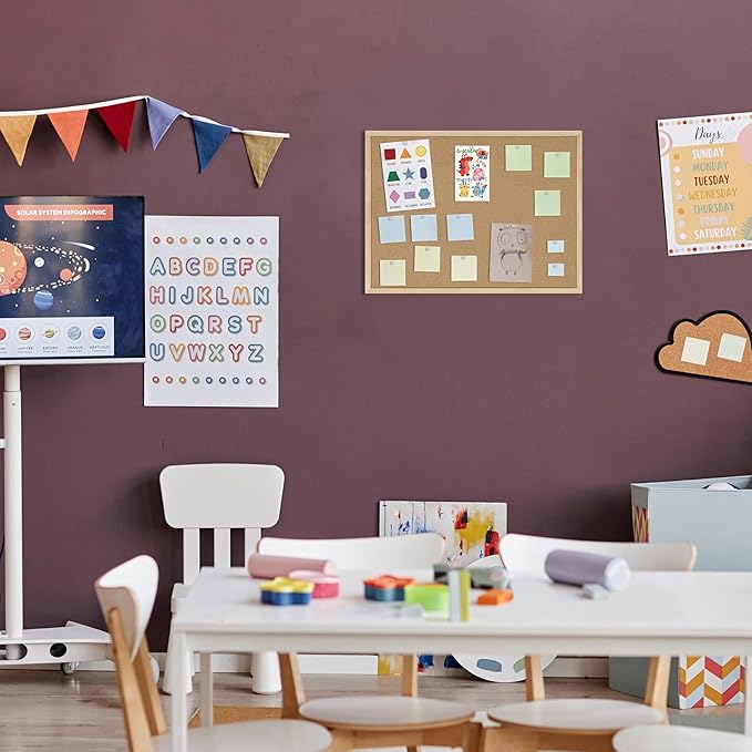 DAHAPYBOO Cork Board 2Pack,24x18 Bulletin Board for Office with Pin Oak Wood Boards, Message Board or Vision Board.