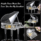 ELLDOO Piano Music Box, Mechanical Clockwork Decorative Piano Musical Box,Transparent Acrylic Piano Ornament Romantic Gift for Girl Women (Tune: You are My Sunshine)