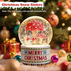 VCUTEKA Christmas Snow Globe, Musical Snow Globes for Girls with Light Up Mushroom and Squirrel, Christmas Snow Globe Decoration Gift, Battery Operated Snowglobes Christmas Décor
