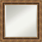 Amanti Art Bronze Wall Mirror 25x25 Manhattan Bronze Square Bathroom Mirror for Wall Decor Living Room, Medium Traditional Wood Frame, Hangs Horizonally and Vertically, Bathroom Decor, Beveled Edge