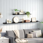 HOOBRO Floating Shelves, Wall Shelf Set of 3, 35.4 Inches Hanging Shelf with Raised Edge and Invisible Brackets, for Bathroom, Bedroom, Kitchen, Office, Living Room Decor, Black BK90BJ01