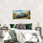 Sunflower Pictures Wall Decor Farmhouse Barn Truck Wall Art Sunflower Field Canvas Prints for Bedroom Bathroom Vintage Yellow Flowers Landscape Painting Artwork for Living Room Home Decorations 20x40"