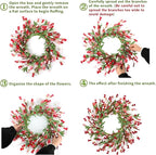 Artgar Front Door Wreath 24 Inch Spring/Summer Wreaths for Front Door, Front Door Wreaths for All Seasons for Indoor Outdoor Home Office Wall Window Wedding Farmhouse Decor (Red Pink)
