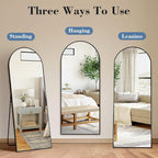 DUMOS Arched Full Length Floor Mirror, 56"x15" Full Body Standing Mirror with Aluminum Frame and Shatter Proorf Nano Glass, Modern Wall Hanging Leaning for Living Room, Home Decor, Black