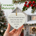 Friends We Meet Along The Way, Firm Friendship - Heart Plaque/Sign, Gifts for Friends | Birthday, Christmas Friendship Gifts for Bestie, Best Friend, Sisters, BFF, Her | Friend Christmas Ornament