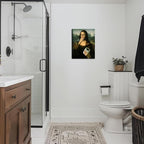 Funny Mona Lisa Canvas Wall Art for Bathroom Decor, Vintage Humor Amusing Toilet Art, Mona Lisa Classical Painting Picture, Whimsical Poster Print Bathroom Wall Decor for Home Decoration 12x16 inch