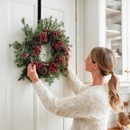 MCFULL Wreath Hangers for Front Door Valentines Day Decorations,12 in Black Wreath Door Hanger Hook,Over The Door Hooks for Front Porch Decor,Metal Garland Holder for Valentines Spring Wreath Decor