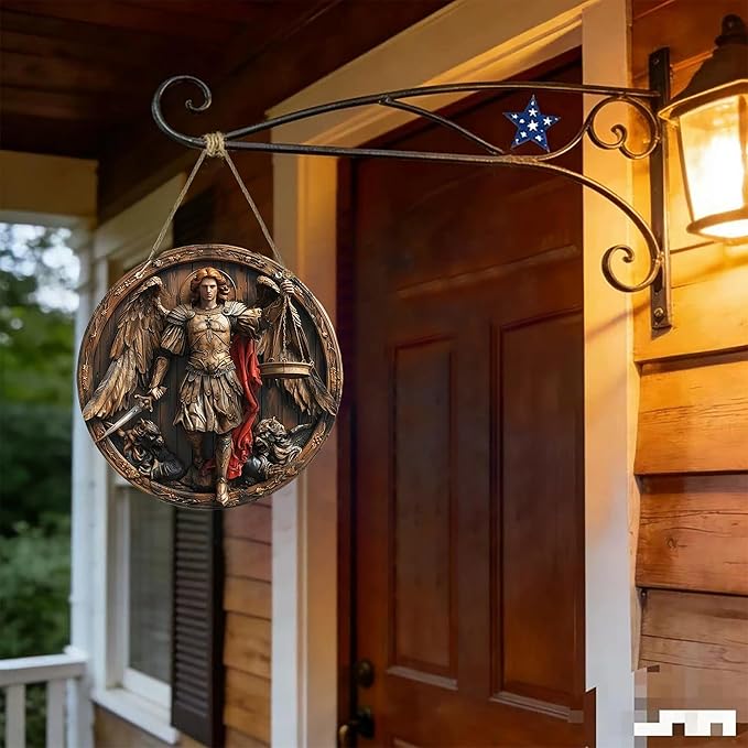 St. Michael San Miguel Arcangel Wall Pediments Home Decor Door Sign Plaques Hanging Pendant Decorations Batter Guard Angel Christian Religious Ornaments (M)