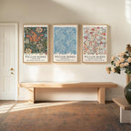 Framed William Morris Wall Art Set of 3, Large Vintage Floral Botanical Canvas Prints, Colorful Nature Artwork for Living Room, Bedroom, Hallway or Office Decor, Total Size 30x60 Inch