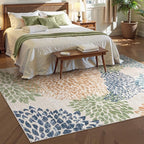 Dahlia Floral Washable Rugs, 8x10 Area Rugs for Bedroom,Boho Multicolored Ultra Thin Living Room Rug,Large Fall Soft Non Shedding Throw Carpet for Dining Room Classroom Dorm,Multi