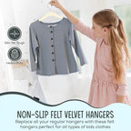 50 Premium Kids Velvet Hangers - 14" Non-Slip Clothes Hangers for Kids & Preteens - Ultra Slim, Space-Saving, Strong & Durable Hangers with 360° Swivel Hook - Ivory