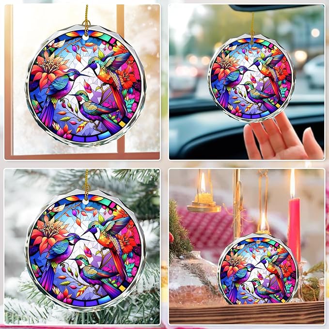Hummingbird Stained Glass Ornament - Christmas Tree Decoration, Gift Exchange Present Idea
