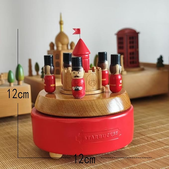 Natural Solid Wood Handcrafted Beech Wooden, Musical FigureTotoro/Carousel/Fairy/Ballerina Figurine,Rotating Hand Crank Mechanism Music Box,Musical Decorations (Nutcracker)