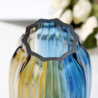 Christmas Flower Glass Vase Blue Gold Two-Toned Floreros Unique Decorative Vase 12.0" Vases Decorations for Centerpieces, Home Decor,Bouquet,Holiday Table
