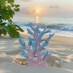 Etlemonde Beach Coastal Decor Coral Reef Home Decor Coral Statue Sculpture Home,Desk,Bathroom,Desktop Shelf Statue,Marine Themed Gifts (Gradient Cyan Coral)