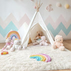 OLANLY 4x4 Machine Washable Accent Rug, Soft Fluffy Shaggy Area Rug for Bedroom, Living Room, Indoor Floor Carpet for Kids, Nursery, Home Decor, Ivory