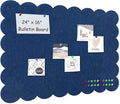 Foldable Decorative Scalloped Felt Bulletin Board 24 * 16 Inches for Wall, Alternative Photo Board Self-Adhesive Vision Board Decorative Pin Board for Wall (Dark Blue)