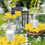 6 PCS 9'' Mini Spring Forsythia Wreath for Front Door Small Artificial Forsythia Farmhouse Kitchen Cabinet Wreaths with Burlap Ribbon Hanging Spring Summer Floral Wreaths for Porch Wall Window Decor
