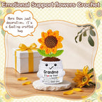 Gifts for Grandma, Grandma Gifts from Grandkids, Birthday Gift for Nana Grandmother GaGa, Mother's Day Birthday I Love You Present for Grandmother, Cute Handmade Crochet Positive Mini Sunflower Doll