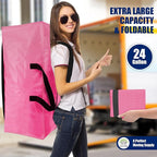 Cosy Family 12 Pack Heavy Duty Extra Large Moving Bags with Backpack Straps - Strong Handles & Zippers, Storage Totes For Space Saving, Fold Flat, Alternative to Moving Box, Pink