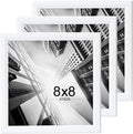 KTKDE 8x8 Picture Frame Set of 3, White Wooden frames, Wall Hanging for Tapletop Display, Best Square Photo Frame Studio Gallery for Photos, Posters & Art Prints