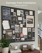 Aothia 12-Pack Felt Bulletin Board Tiles 48"x36", Modular Pin Board for Smooth Walls, Cork Board Alternative for Notes & Photos, 0.35" Thick, 70 Adhesive Tabs & 40 Pins, Charcoal Gray