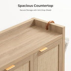 SICOTAS Shoe Storage Cabinet, 30 Pairs Rattan Shoe Cabinet Storage for Entryway, 6-Tier 41" Tall Large Shoe Cabinet, Boho Farmhouse Cabinet with Doors for Entryway Hallway Living Room, Light Oak
