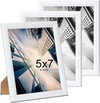 KTKDE 5x7 Picture Frame Set of 3,White Wooden frames, Vertical & Horizontal Wall Hanging for Wall or Tapletop Display,Studio Gallery Photo Frame for Photos, Posters & Art Prints