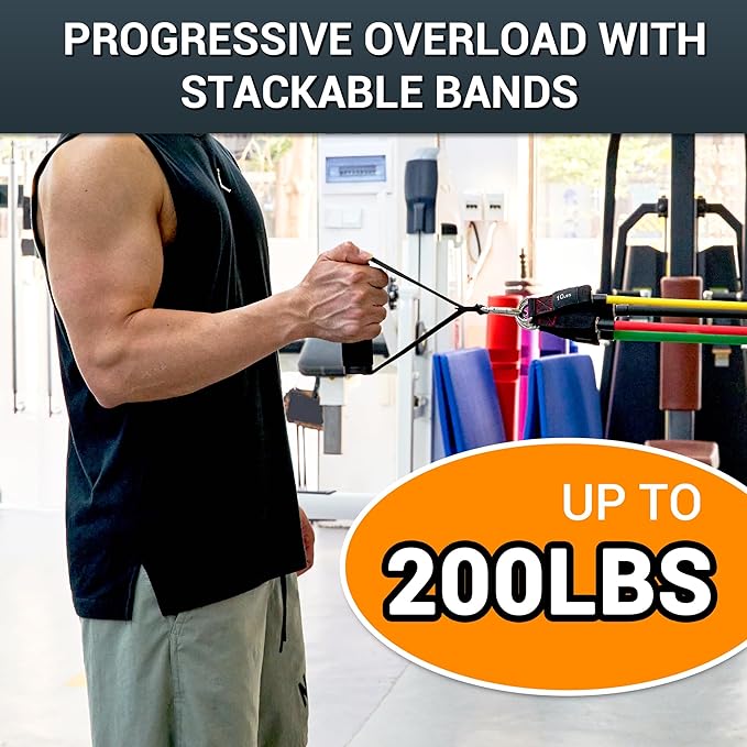 TheFitLife Exercise Resistance Bands with Handles - 5 Fitness Workout Bands Stackable up to 110/150/200/250/300 lbs, Training Tubes with Large Handles, Ankle Straps, Door Anchor, Carry Bag
