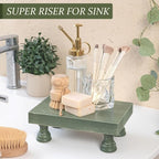 EOSAHR Pine Wood Riser Display Stand for Coffee Table – Stylish Pedestal Stand to Showcase Your Bathroom Accessories – Farmhouse Home Decor for Displaying Plant, Cupcakes and Soap Dish (Green)