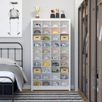 Prepac White Tall Storage Cabinet, Shoe Cabinet, Cube Storage Organizer with 40 Shoe Cubbies 13" D x 39.5" W x 72.5" H, WUSG-0011-1