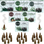 TRUMIRI Leafy Incense Cones - Variety Pack - Total 60 Cone Incense (6 Scents x 10 Conos) - Citronella Lemongrass Eucalyptus Peppermint Cedar Pine - Cone Incense Scents - Insense Cones - Incent Cone